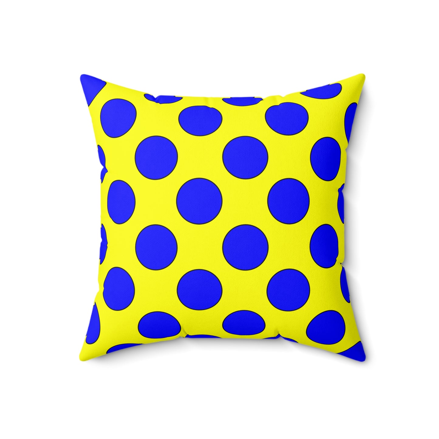 Yellow, Blue Retro Polka Dots Cushion Pillow