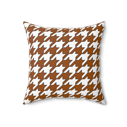 Brown, White Retro Houndstooth Cushion Pillow