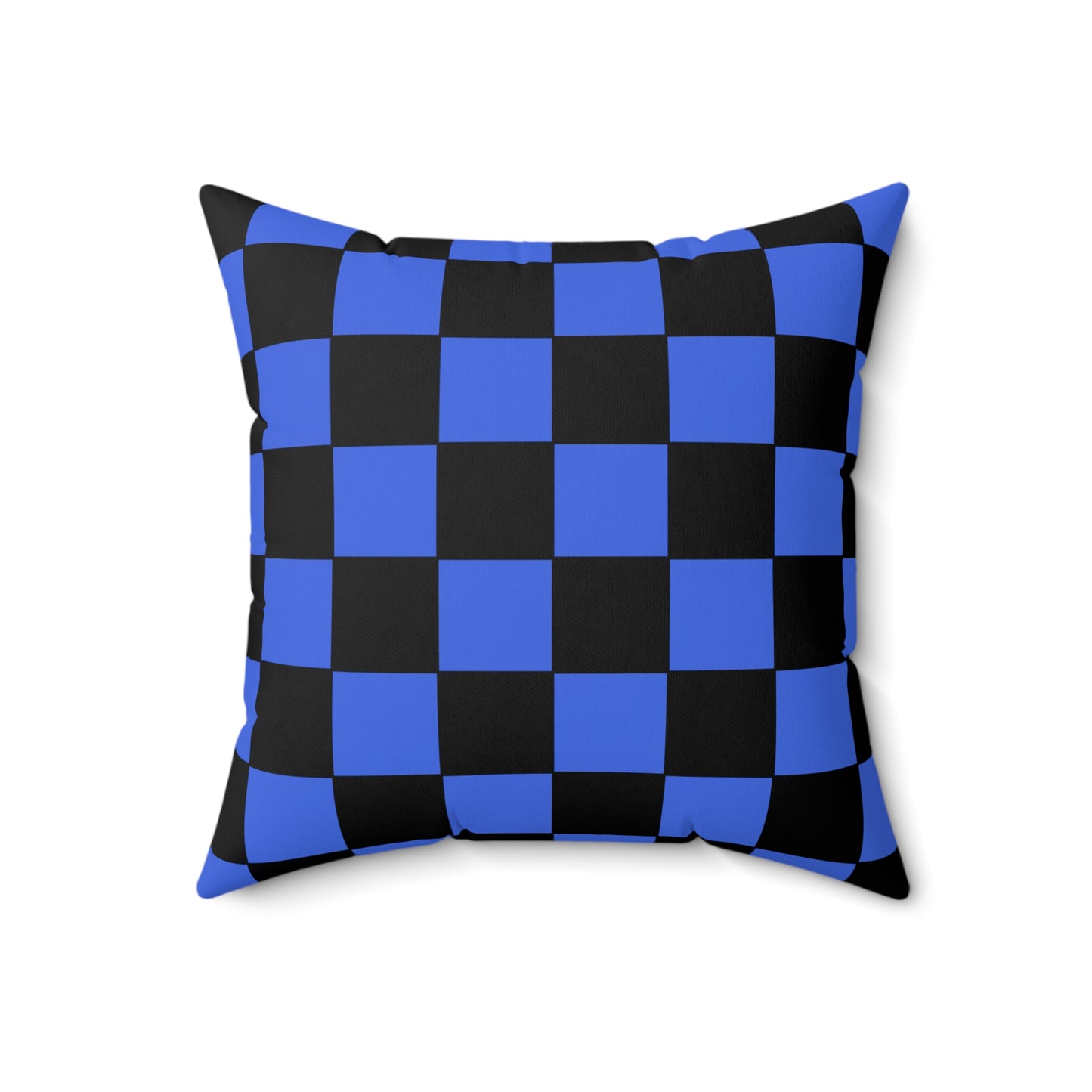 Royal Blue, Black Retro Check Cushion Pillow