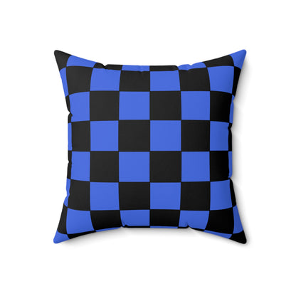 Royal Blue, Black Retro Check Cushion Pillow