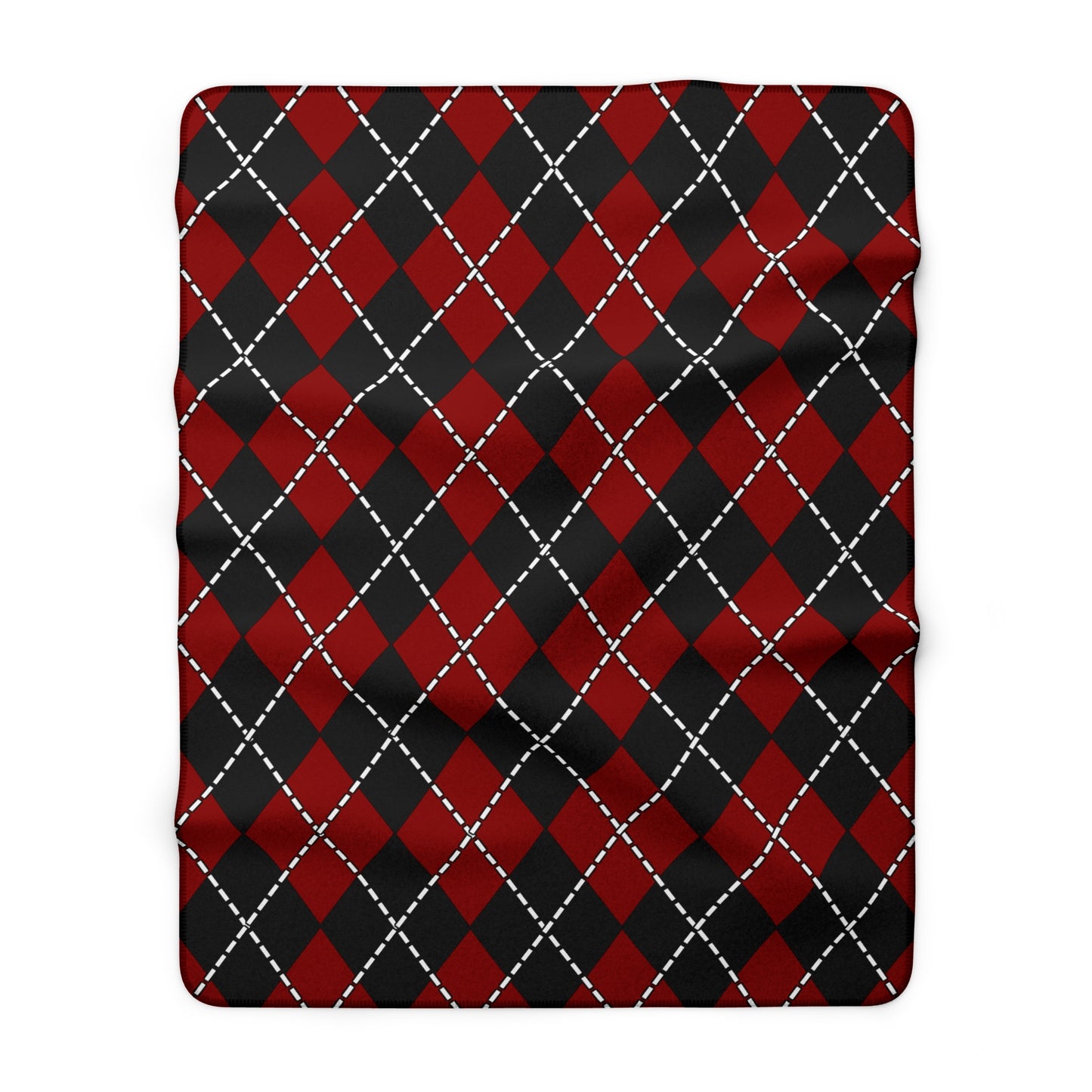 Dark Red, Black Retro Argyle Blanket Throw