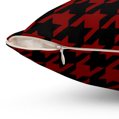 Maroon, Black Retro Houndstooth Cushion Pillow