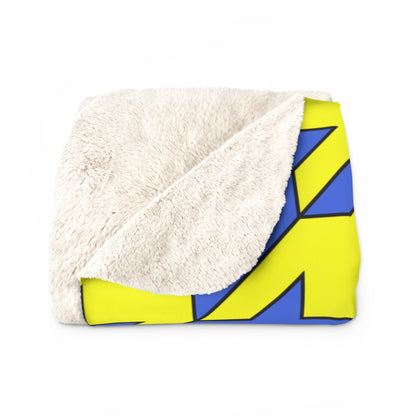 Royal Blue, Yellow Retro Houndstooth Blanket Throw