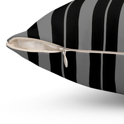 Grey, Black Retro Stripes Cushion Pillow