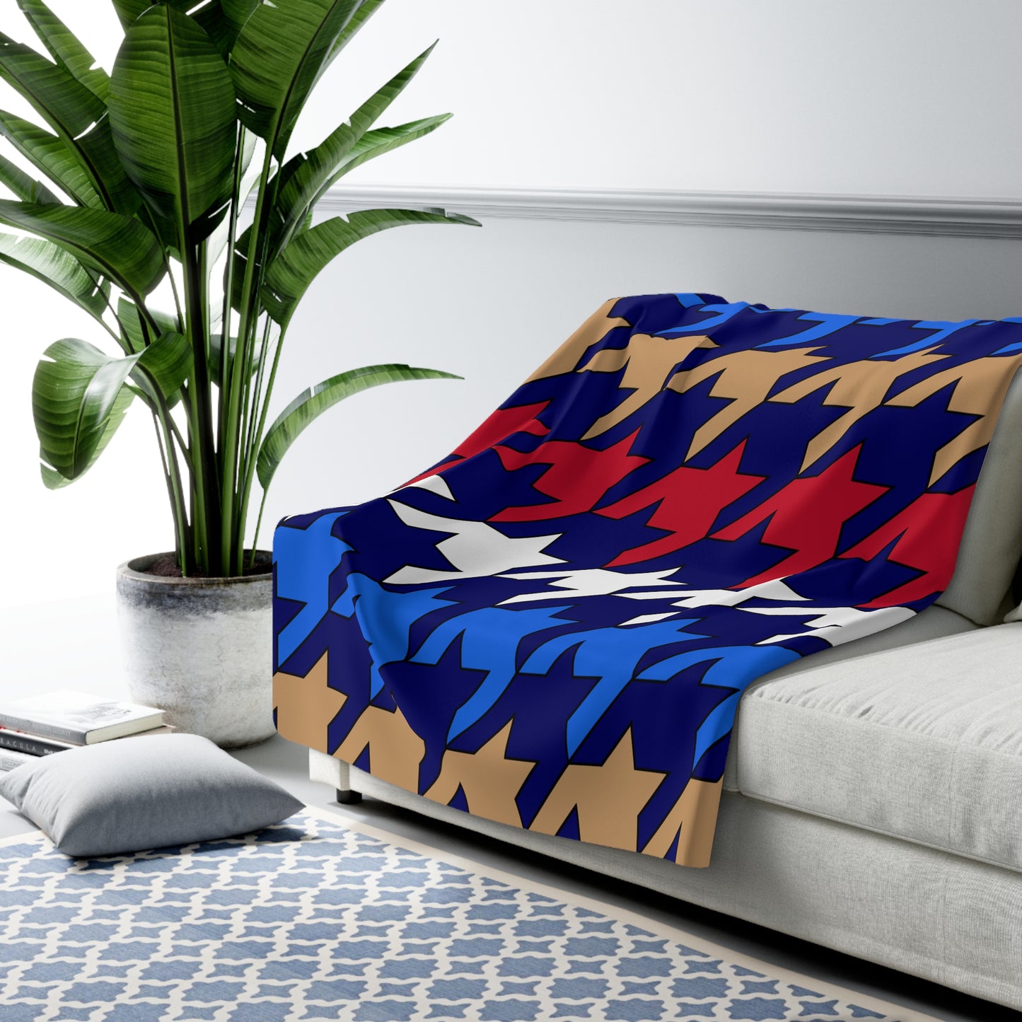 Tristan Da Cunha Retro Houndstooth Blanket Throw