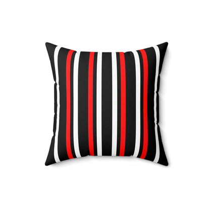 Black, White, Red Retro Stripes Cushion Pillow