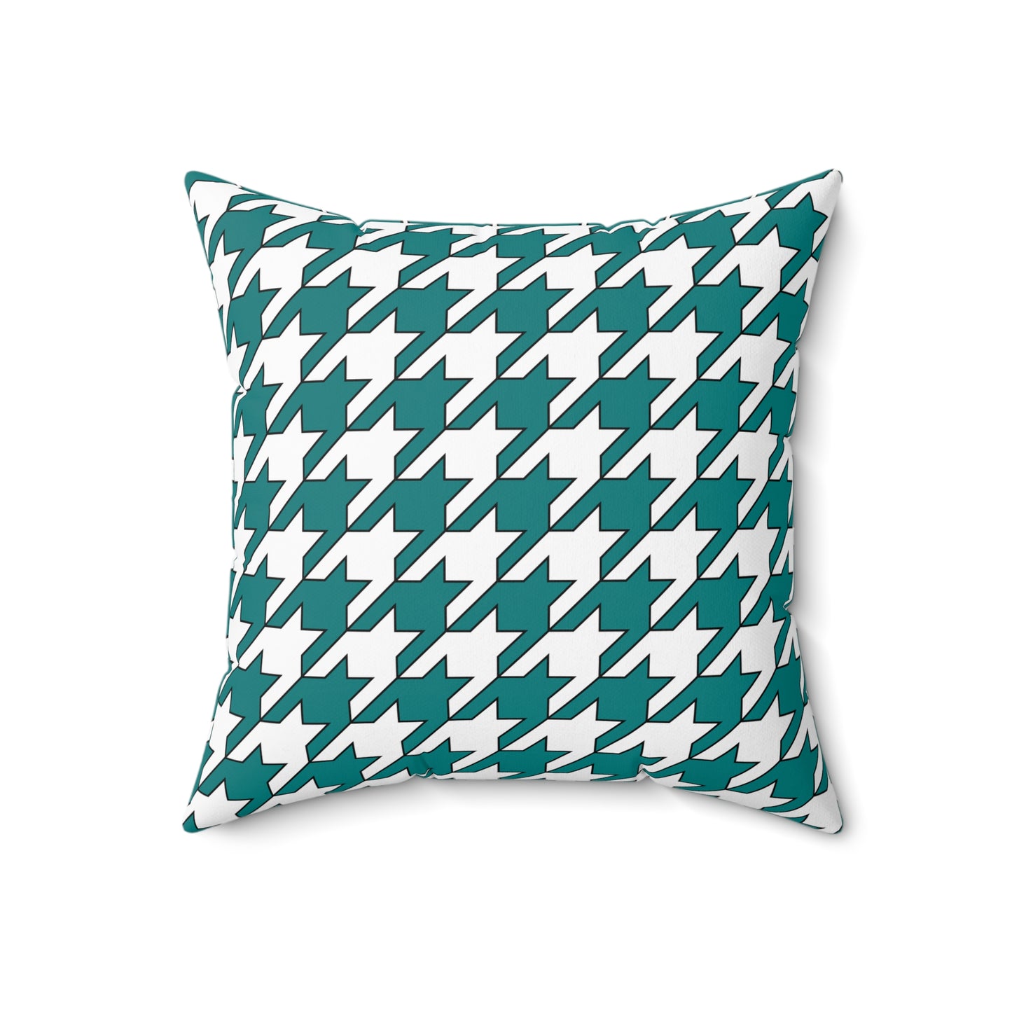 Teal, White Retro Houndstooth Cushion Pillow