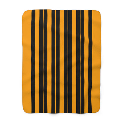 Orange, Black Retro Stripes Blanket Throw