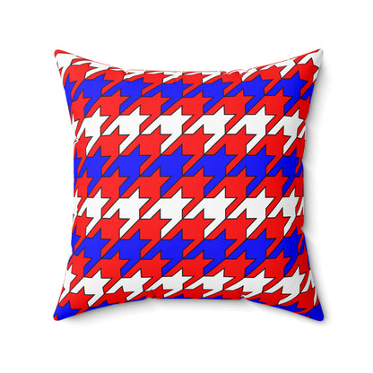 Red, White, Blue Retro Houndstooth Cushion Pillow
