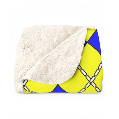 Yellow, Blue Retro Argyle Blanket Throw