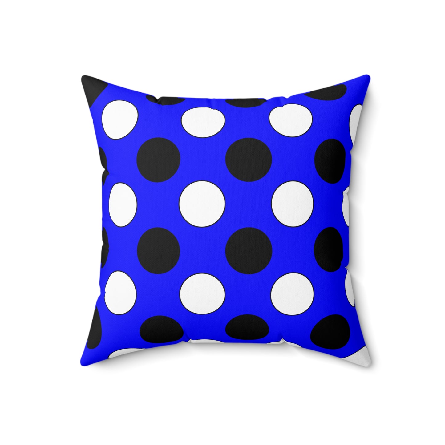 Blue, Black, White Retro Polka Dots Cushion Pillow