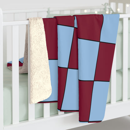 Claret, Blue Retro Check Blanket Throw