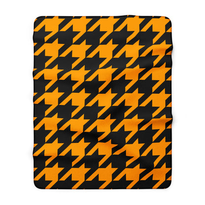 Orange, Black Retro Houndstooth Blanket Throw