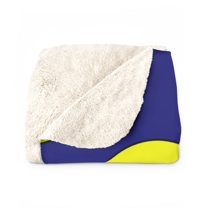 Navy Blue, Yellow Retro Polka Dots Blanket Throw