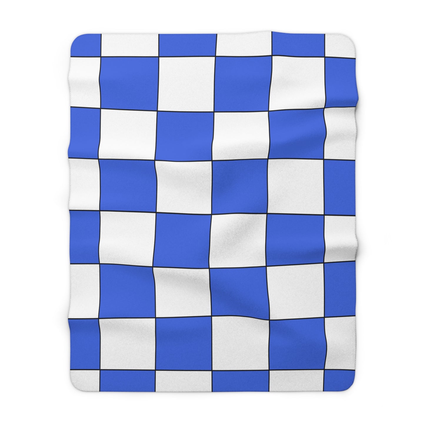 Royal Blue, White Retro Check Blanket Throw