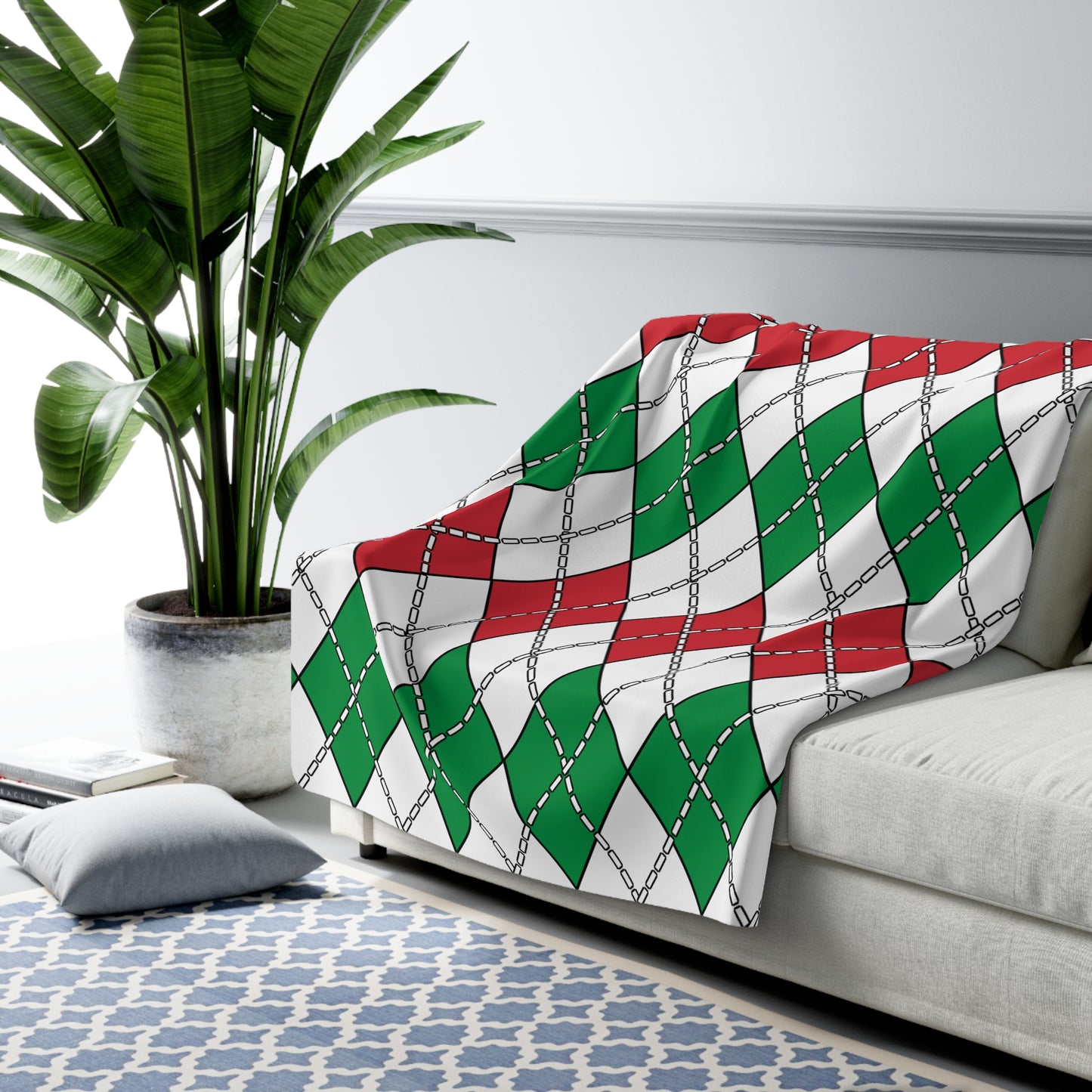 Italy Retro Argyle Blanket Throw