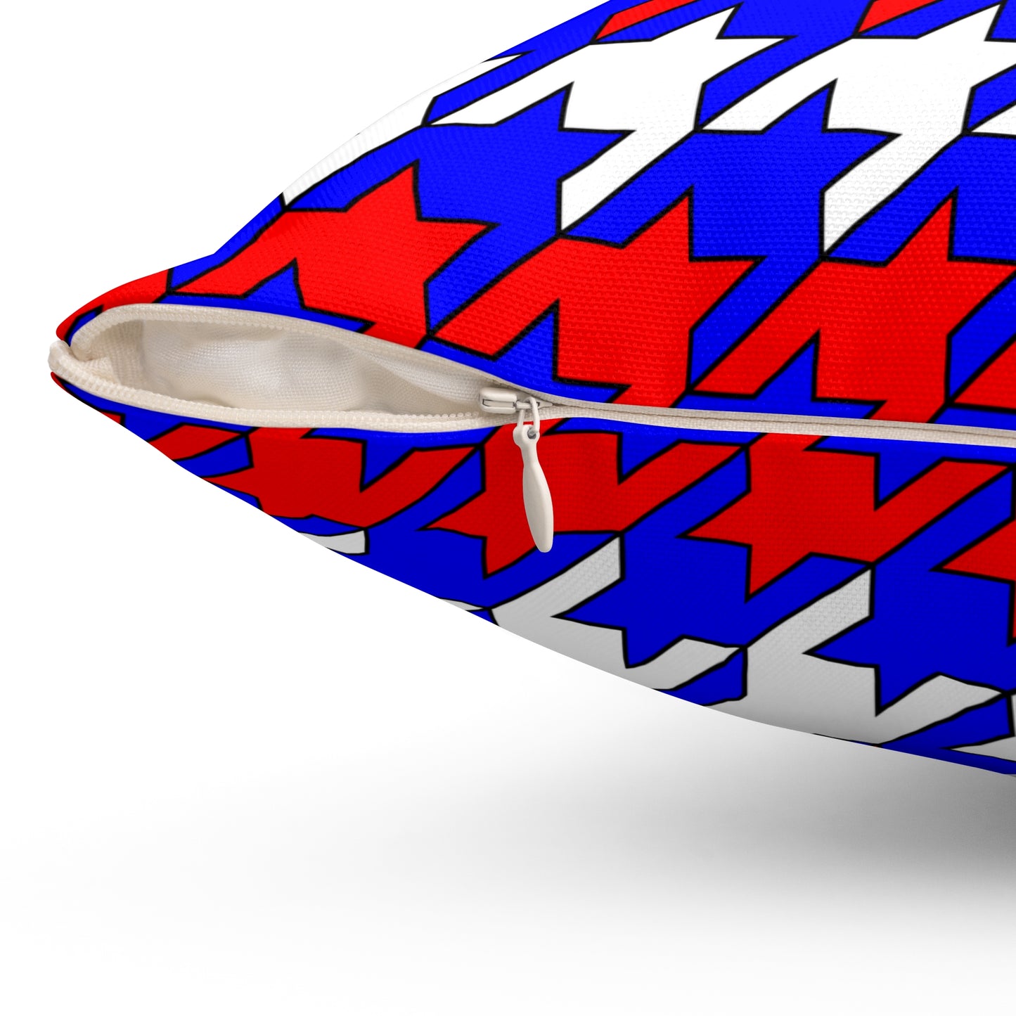 Blue, White, Red Retro Houndstooth Cushion Pillow