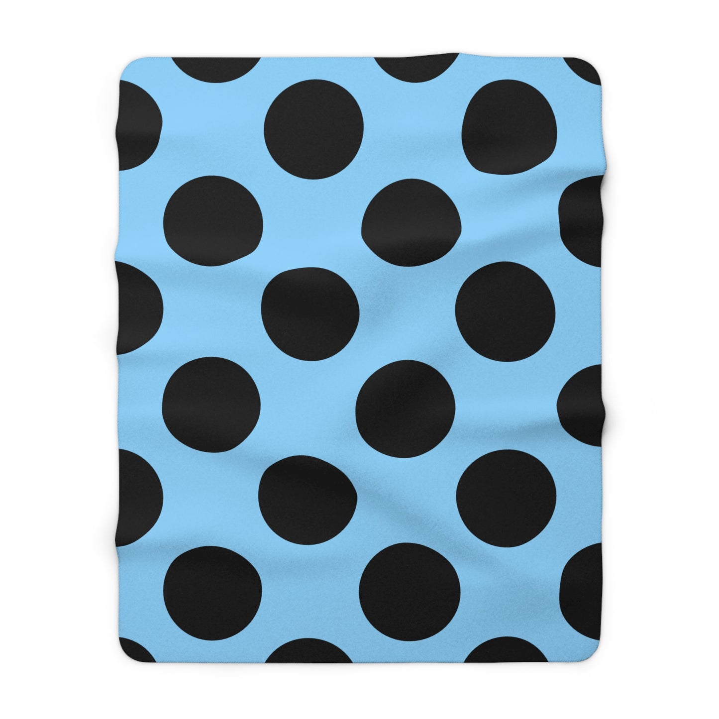 Light Blue, Black Retro Polka Dots Blanket Throw