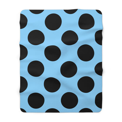 Light Blue, Black Retro Polka Dots Blanket Throw
