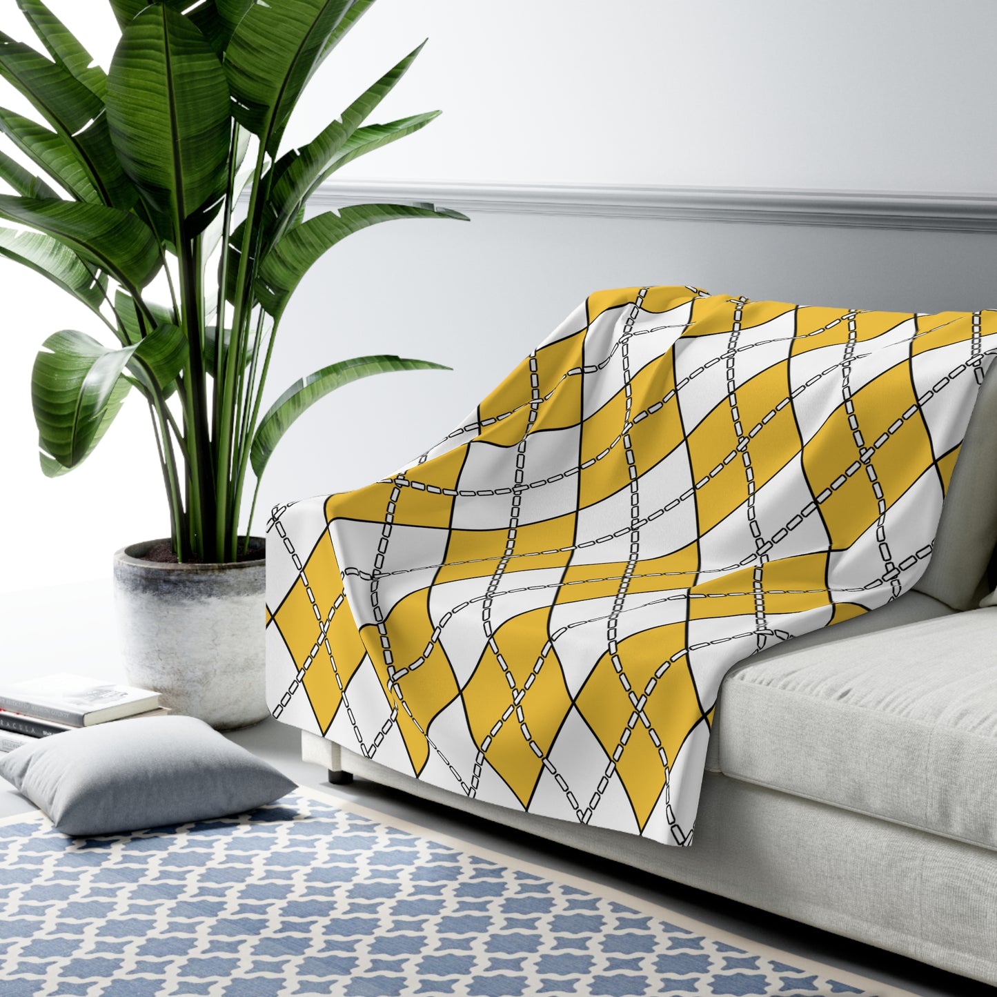 United States Virgin Islands Retro Argyle Blanket Throw
