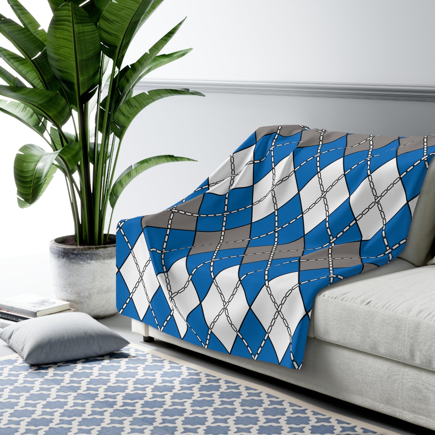 Northern Mariana Islands Retro Argyle Blanket Throw