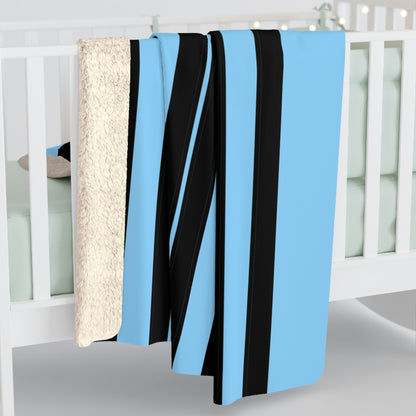 Light Blue, Black Retro Stripes Blanket Throw