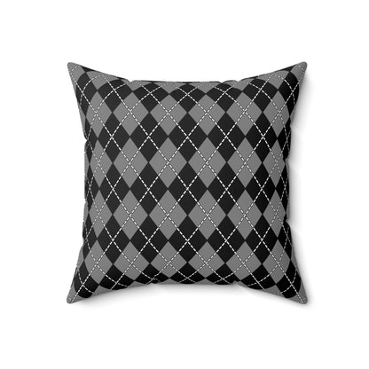 Grey, Black Retro Argyle Cushion Pillow