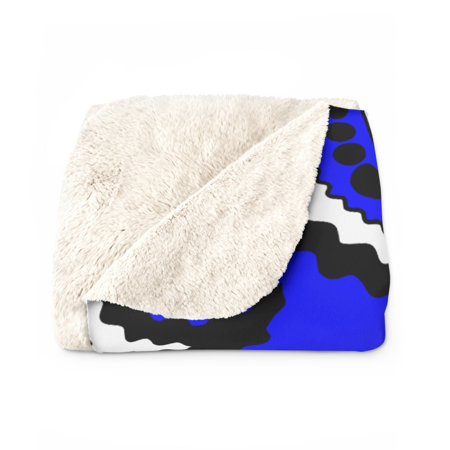 Blue, Black, White Retro Paisley Blanket Throw
