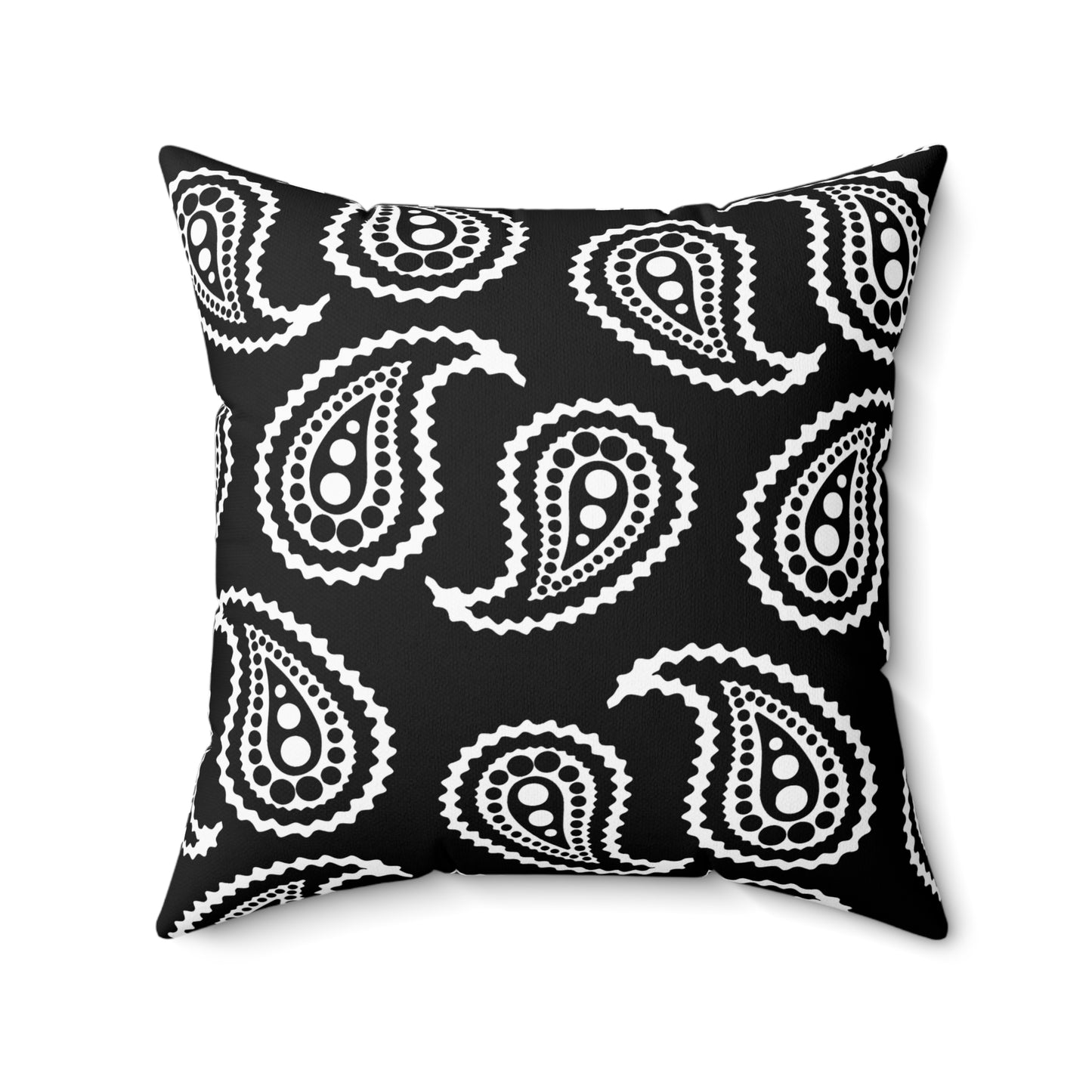 Black, White Retro Paisley Cushion Pillow