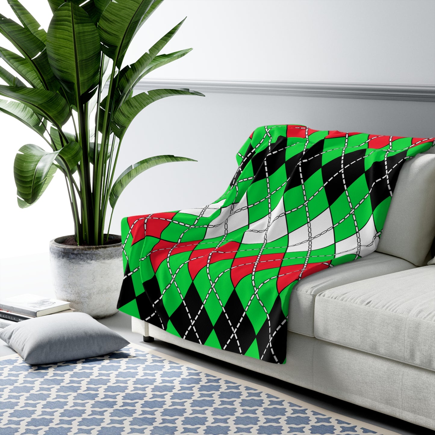 Kuwait Retro Argyle Blanket Throw