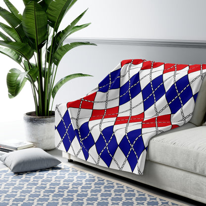 French Guiana Retro Argyle Blanket Throw