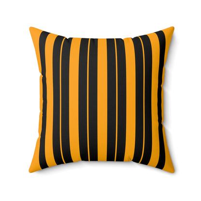Orange, Black Retro Stripes Cushion Pillow