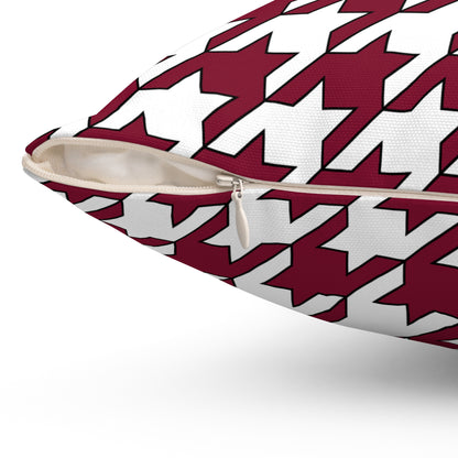 Claret, White Retro Houndstooth Cushion Pillow