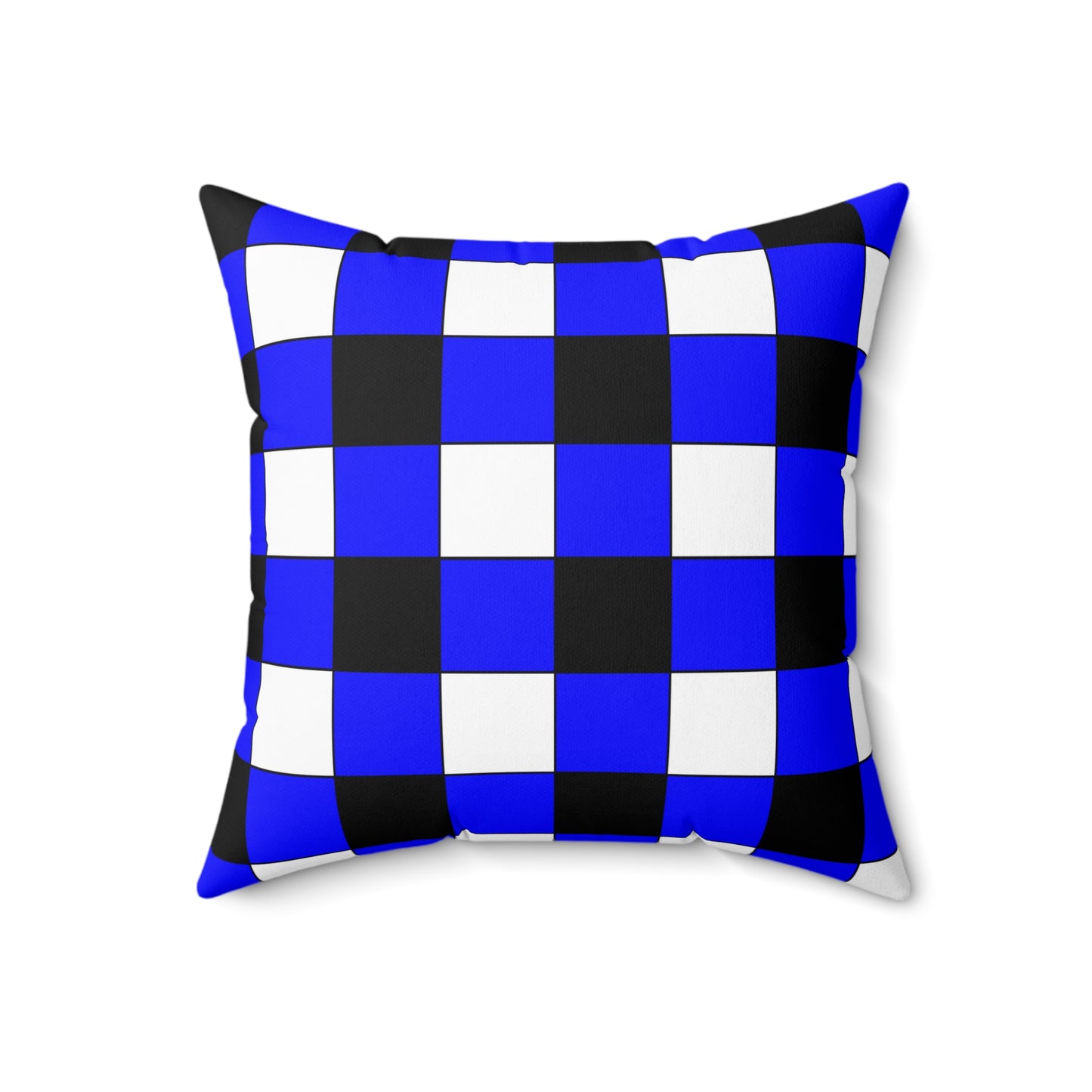 Blue, Black, White Retro Check Cushion Pillow