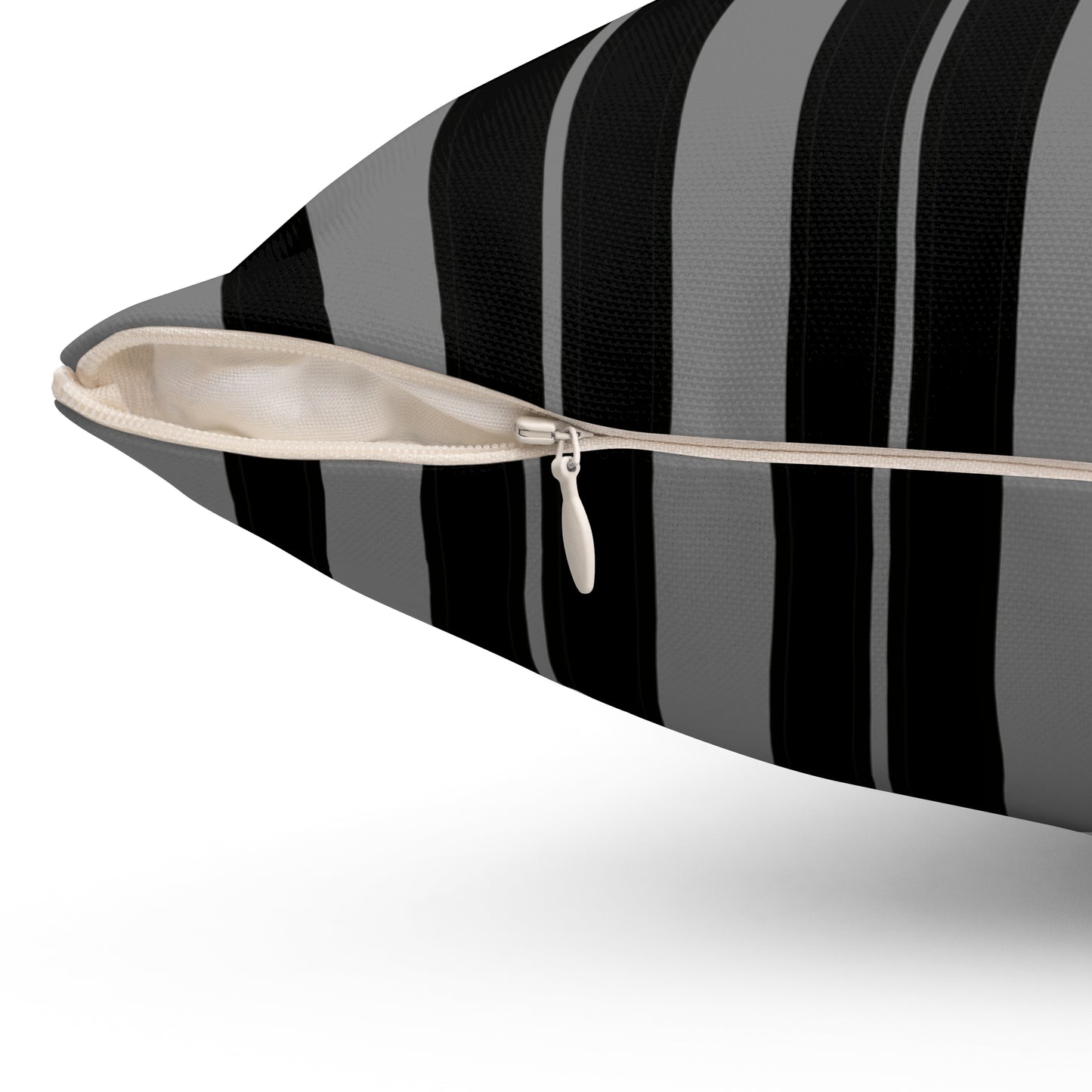 Grey, Black Retro Stripes Cushion Pillow