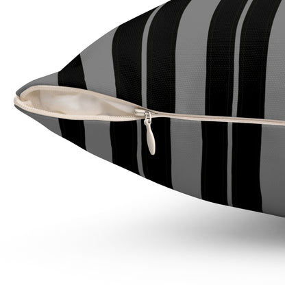 Grey, Black Retro Stripes Cushion Pillow