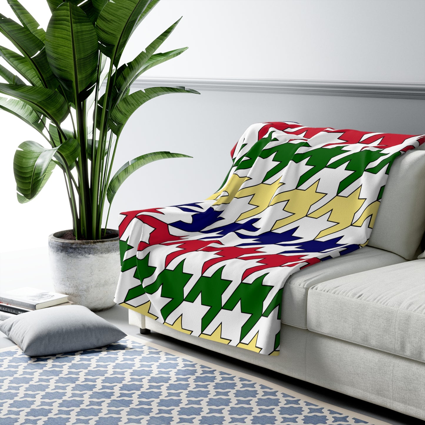 British Indian Ocean Territory Retro Houndstooth Blanket Throw