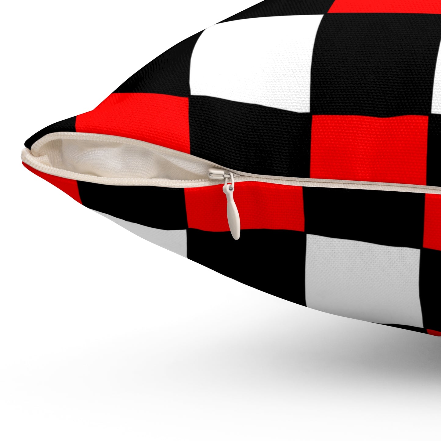 Black, White, Red Retro Check Cushion Pillow