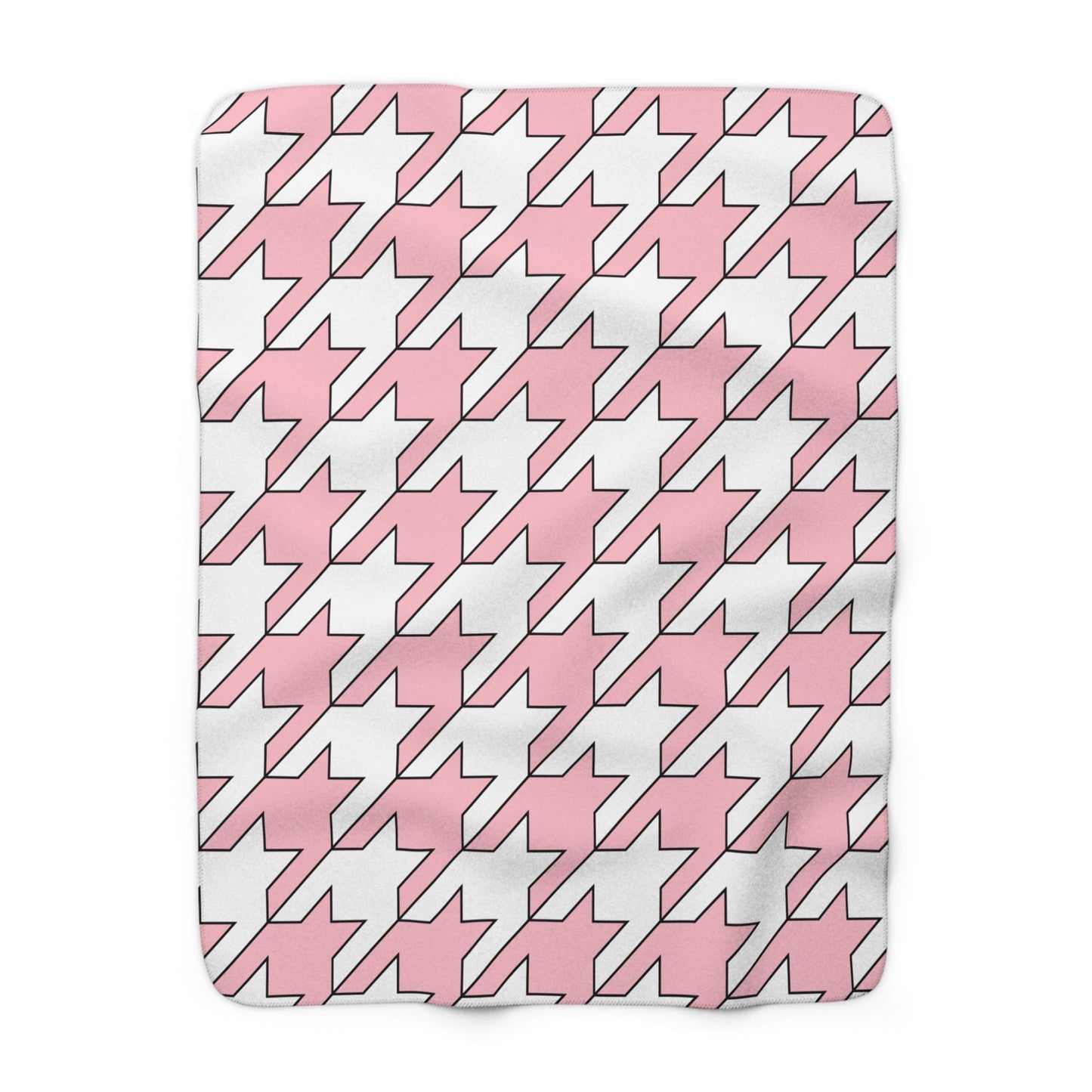 Pink, White Retro Houndstooth Blanket Throw