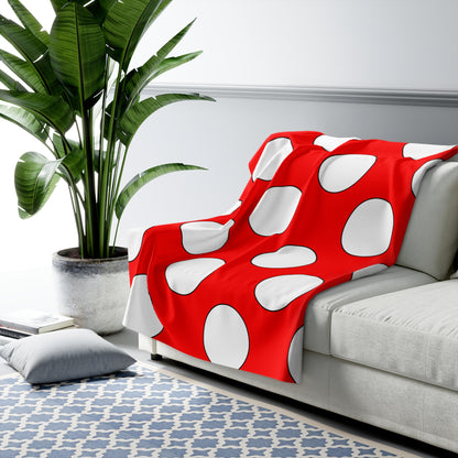 Red, White Retro Polka Dots Blanket Throw