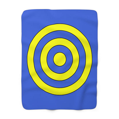 Royal Blue, Yellow Retro Target Blanket Throw