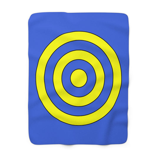 Royal Blue, Yellow Retro Target Blanket Throw
