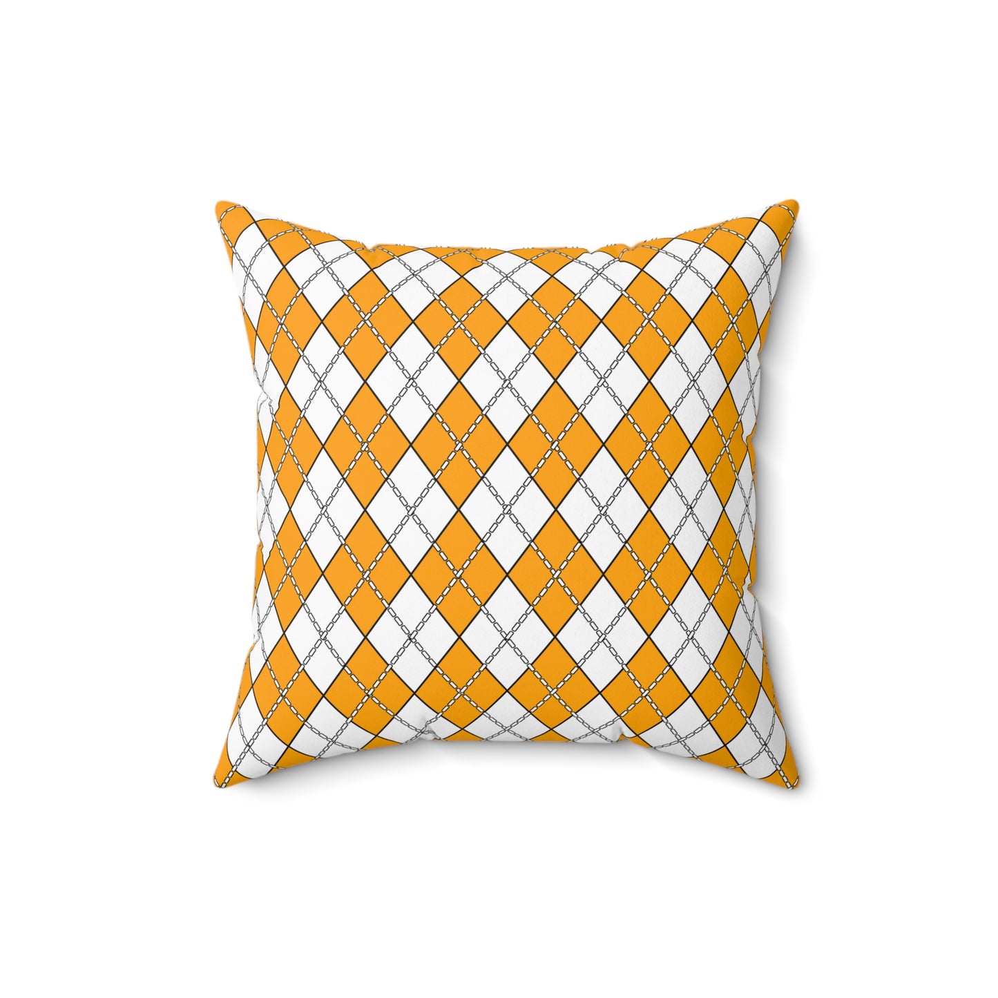 Orange, White Retro Argyle Cushion Pillow