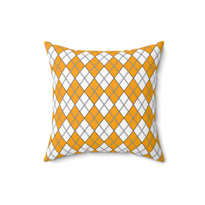 Orange, White Retro Argyle Cushion Pillow