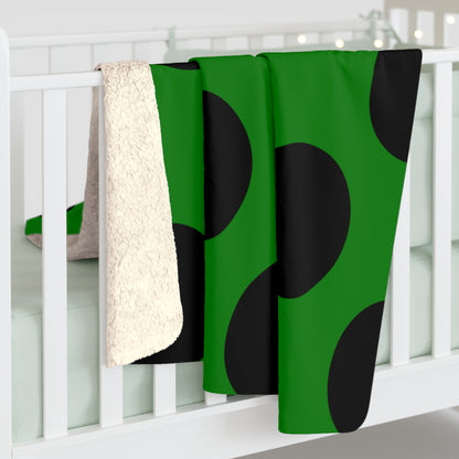 Green, Black Retro Polka Dots Blanket Throw