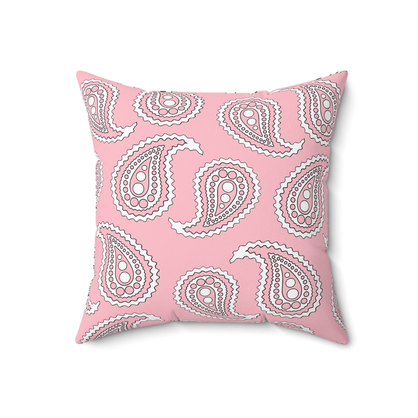 Pink, White Retro Paisley Cushion Pillow