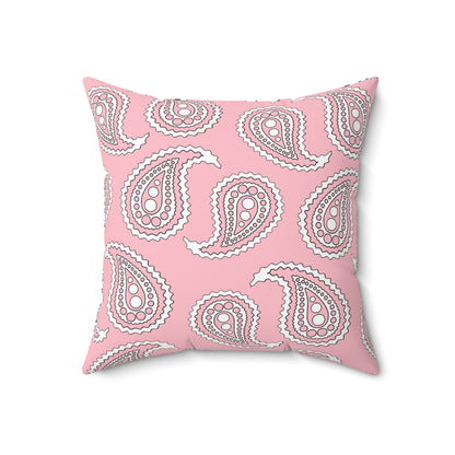 Pink, White Retro Paisley Cushion Pillow
