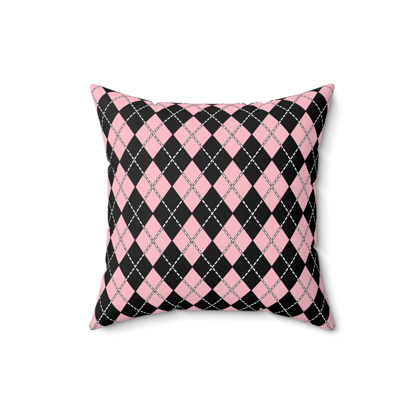 Pink, Black Retro Argyle Cushion Pillow