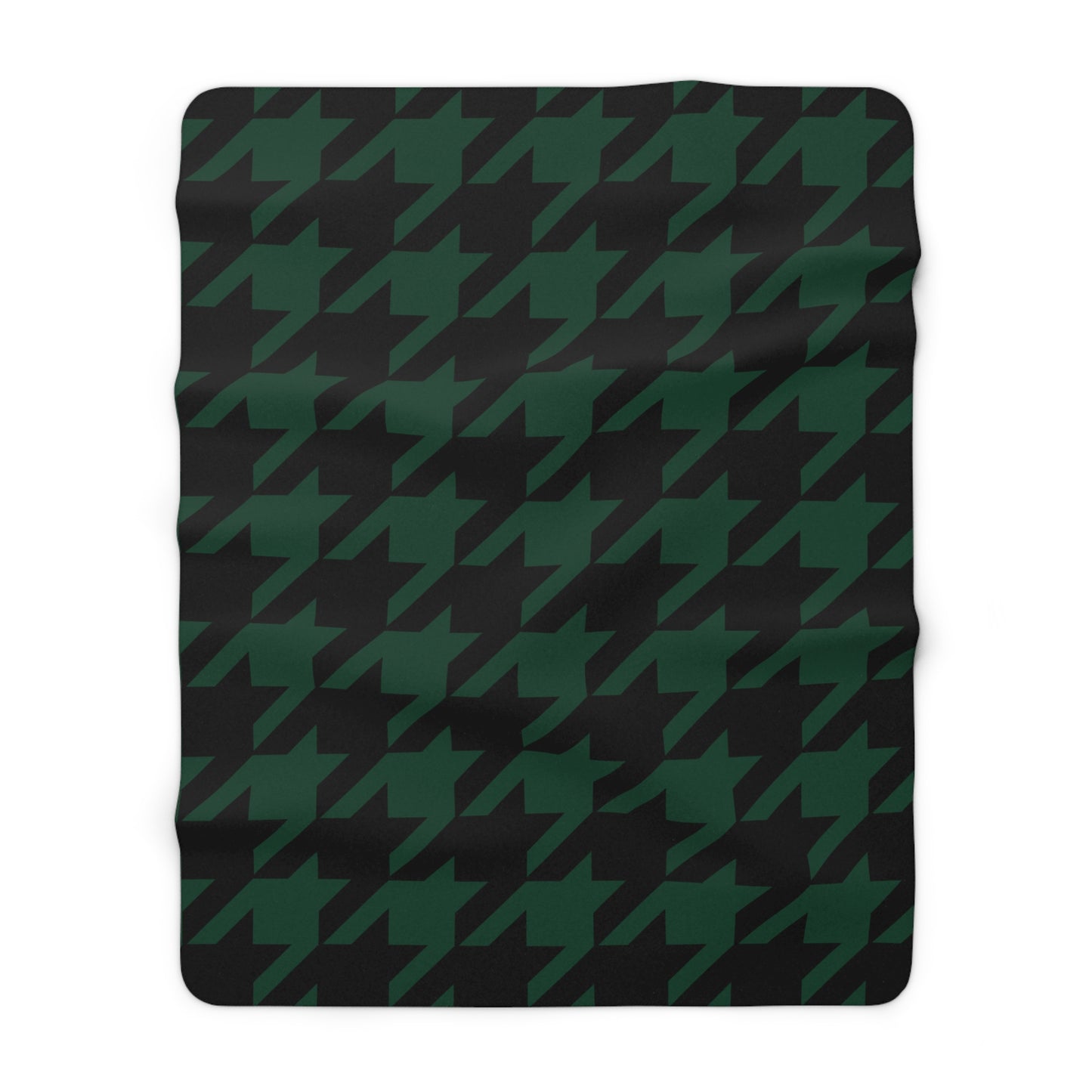 Dark Green, Black Retro Houndstooth Blanket Throw
