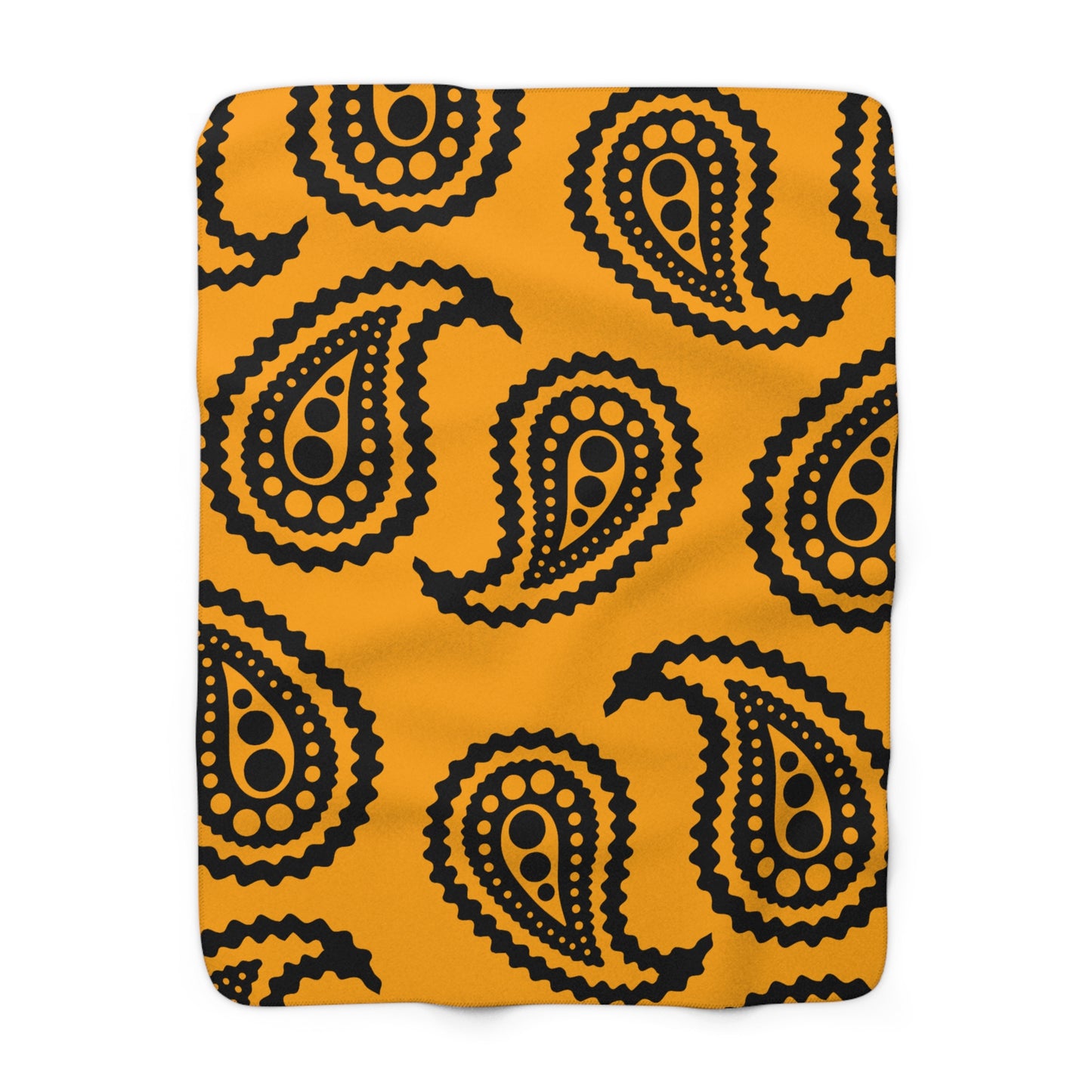 Orange, Black Retro Paisley Blanket Throw